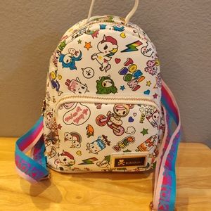Tokidoki White Backpack with Multicolored Straps